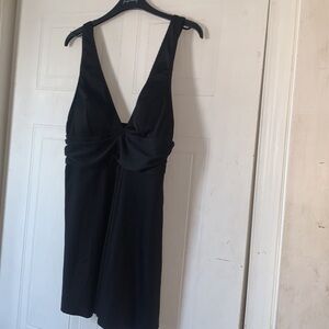 Cupshe | Black V Neck Ribbed Tankini Top Size XL